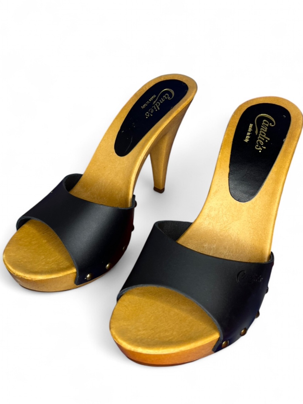 Candie's Viviana Women's Size US 10 Vintage 90's Black Leather High Heel Sandals
